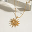 Stainless Steel Hammered Spiral Sun Pendant Necklace