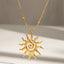 Stainless Steel Hammered Spiral Sun Pendant Necklace