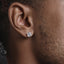 Sterling Silver Square Diamond Stud Earrings