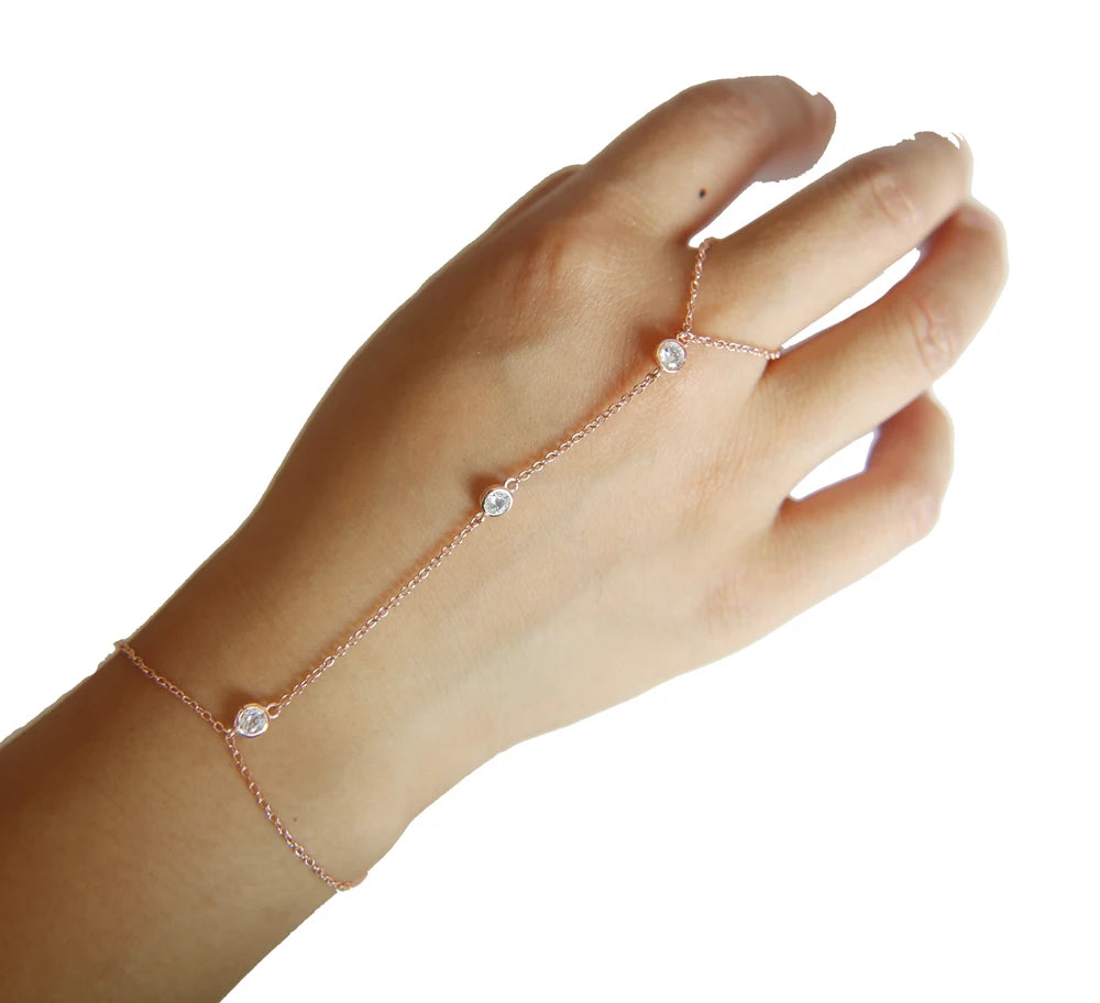 Dazzling Duo Sterling Hand Chain Set