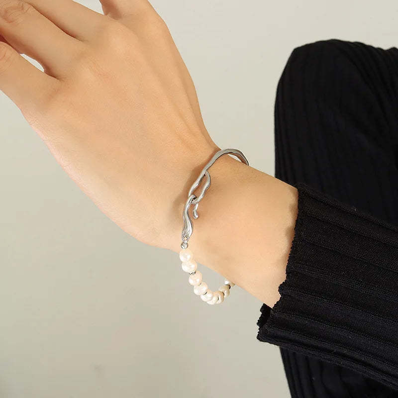 Pearl Beads Freshwater Bracelets - Silver