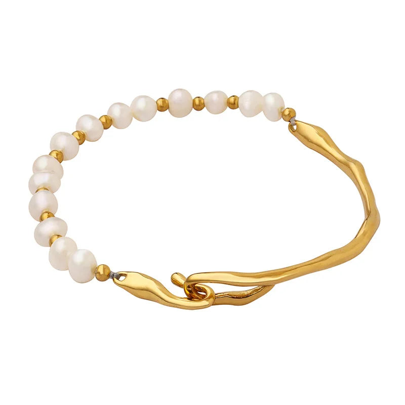 Pearl Beads Freshwater Bracelets - Gold